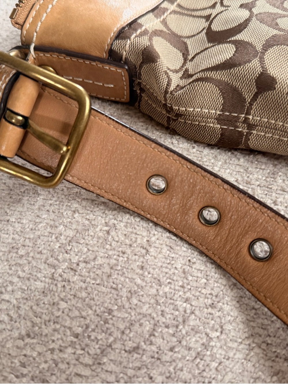 Coach Signature Hobo Shoulder Bag H0685-10402 Brown Tan Canvas Leather Trim - Picture 4 of 10